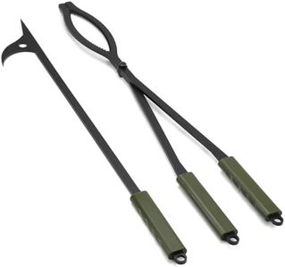 Stanbroil 28" Firewood Tongs and Fire Poker Set, Large Campfire Tongs Tool Set for Fireplace and Camping Fire Pit Wood Stove Indoor & Outdoor Use
