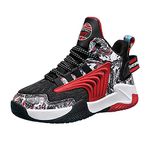 DIQUEQI Boys Basketball Shoes Kids Trainers Men's Basketball Shoes Girls Running Sneaker High Top Sport Shoes for Unisex Kids Black