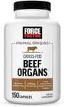 FORCE FACTOR Primal Origins Beef Organ Supplement Made with Pasture-Raised, Grass Fed Beef & 5 Beef Organs Including Beef Liver, Kidney, Heart, Pancreas, & Spleen, Hormone Free, Non-GMO, 150 Capsules