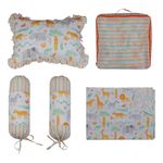 Playful Plunge Complete Baby Bedding Set – Includes Cot Sheet, Pillow Cover, Bolster Covers (Set of 2), Reversible Quilted Blanket 100% Cotton, Nursery Essentials (Jungle Print)