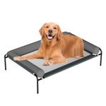 DEARBB Elevated Dog Bed,Outdoor Dog Cot with Bolster Pillow Washable & Breathable Removable Mesh,Cooling Dog Bed with No-Slip Durable, chew-Proof Construction for Large/Small/Medium Dogs,Black 42''