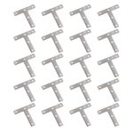 FarBoat 20Pcs 3" T Flat Corner Brace Bracket Furniture Joint Connector Support Stainless Steel Plate 5 Holes with Screws