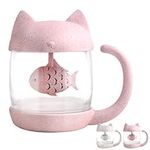 Cat Glass Tea Mug Water Bottle-with