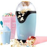 Giles & Posner EK0493GSBL Electric Popcorn Maker – Hot Air Circulation, Measuring Cup Included, Ready in 3 Mins, Oil-Free Healthy Snacks, Ideal for Movie Night, Parties and Home Cinema, 1200 W, Blue