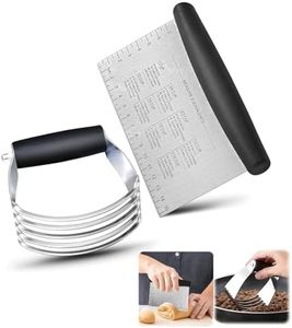 2er Pack Stainless Steel Pastry Blender Cutter and Bench Scraper Set, Efficient Multipurpose Kitchen Baking Tool with Ergonomic Grip Handle for Nut, Pie and Dough Processing (Cutter & Scraper)