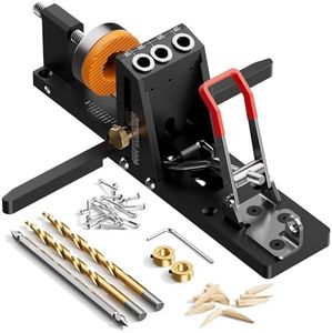 Aluminum 3LB Lightweight Pocket Hole Jig Kit for Woodworking - Includes 3/8" Drill Bits, Pocket Hole Plugs, and Drill Depth Stopper - Essential for Angled Holes with Pocket Screw Jig