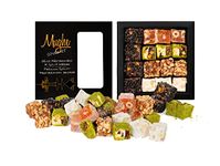 Mughe Gourmet Luxury Sultan Pistachio Turkish Delight Candy Elegant Gift Box - 12.35oz/350g - Lokum Delights Orange, Hazelnut, Almonds - Perfect Gifts for Mother's Day, Father's Day, Birthday