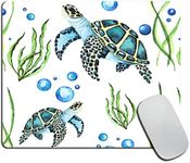 Beach Sea Turtles Mouse Pad, Creature Turtle Teal Aquatic Plant Mouse Pad, Mousepad Rectangle Customized Mouse Pads with Designs Non-Slip Rubber Smooth MousePads for Computer Laptop