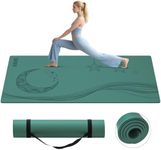Large Yoga Mat, 72"x40"x0.4"Thick, Extra Wide Exercise Mat, Oversized Non Slip Workout Mat with Strap for Yoga, Pilates, Fitness, Home Gym Studio (Peacock Green)