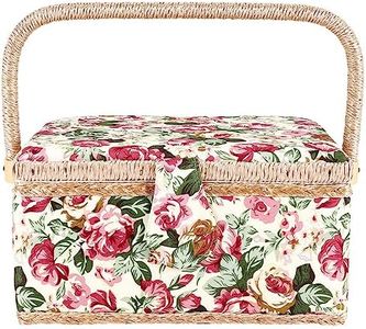 Bjworeye Extra Large Sewing Basket,Vintage Sewing Basket,for Needles, Thread, Tape Measure, and Other Sewing Supplies Storage