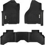 OEDRO Floor Mats Fit for 2002-2008 Dodge Ram 1500 Quad Cab, 2003-2009 Dodge Ram 2500/3500 Quad Cab, All Weather Floor Liners Unique Black TPE Front & 2nd Seat