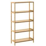 CASARIA® Bamboo Standing Shelf Unit | 5 Tiers | Height Adjustable Bathroom Storage Shelves | Wardrobe Shoe Rack | Lounge Kitchen Hallway | Plant Stand Book Shelf Towel Rack | 130 x 60 x 26 cm