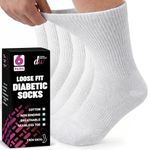 Diabetic Socks For Men and Women Loose Fit Non-Binding Cotton Crew Socks 6 Pairs