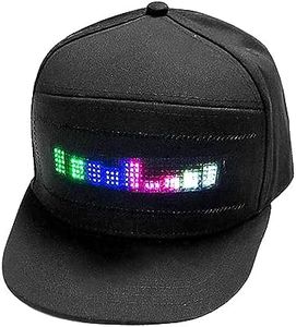DEWIN Gorra de Béisbol LED, Control de aplicación Bluetooth programable Sombrero LED Colorido editable para Exteriores, conciertos, Carnaval, Navidad, Bares, Discotecas (Negro)