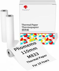 Phomemo Thermal Paper，3" Thermal Paper for M832 M833 M834 M835 M836 Thermal Printer, for Documents, Study Notes, 110mm x 6.5m, 3 Rolls