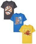 The Children's Place Boys' Short Sleeve Multi Color Graphic T-Shirt, 3 Pack, Football/Don’t Rest/Football Helmet, X-Small