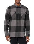 RVCA Men's Button Down Shirt, L/S Flannel/Smoke, Large