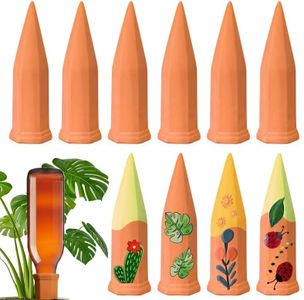 Yopinmall Self Watering Stakes Pack of 10, Terracotta Automatic Plant Watering Spikes for Indoor Outdoor Plants Wine Bottle Plant Watering Devices