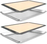 17.7"×13" Baking Sheet with Silicone Baking Mat Set, 2pcs Aluminum Baking Pan and 2pcs Baking Mats, Non-Stick, Food Safe Oven Baking Sheet(2pcs Baking Sheet+2pcs Mats)