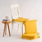 SKANDA FAB Premium Foam Chair Pad with High-Density Fill|Chair Cushion Pad|Square Chair Pad Mustard Yellow 40 x 40 x 2.5 CM (Pack of 6)