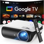 Official Licensed Google TV Smart Projector, HAPPRUN Projector 4k Support with Dolby Sound, Built-in Streaming Apps, Native 1080P 400ANSI, Wi-Fi & Bluetooth, Projecteur for Home Cinema,Gaming,Outdoor