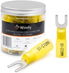 Wirefy 90 PCS Heat Shrink Fork Connectors #10 - Marine Grade Fork Terminals - Spade Fork Wire Connectors - Yellow 12-10 Gauge