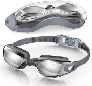 Aegend Swim Goggles, Swimming Goggles No Leaking Full Protection Adult Men Women Youth, Gray Silver