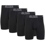 Gildan Men's Underwear Cotton Stretch Boxer Briefs, Multipack, Black Soot (4-Pack, Long Leg), Large