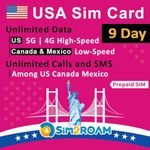 USA Prepaid SIM Card (T-Mobile Network) - Unlimited 5G/4G Data in USA (Hawaii Included) + Low-Speed Data in Canada/Mexico - Calls and Texts Among US, CA and MX (9 Days)