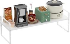 DPZM 1Pcs Expandable Cabinet Shelf,Stackable&Adjustable Cupboard Shelf,Spice Rack,Spice Organizer,Kitchen Counter Shelf,Shelf Organizers,Cabinet Shelf Organizer for Kitchen Office Bathroom,White