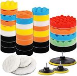 Benavvy 38pcs Polishing Pad Kit, 2 in 1 Car Foam Drill,7-5" & 31-3" Buffing Pads car Care Polisher Waxing Polishing