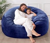 [Velvet Fabric] Giant Bean Bag Chair: 6 ft Memory Foam Bean Bag Chairs for Adults with Filling,Adult/Kids Bean Bag Chair with Filler Included,Soft Faux Fur Fabric,Cobalt,6 Foot