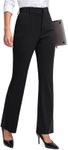 Rammus Womens Straight Leg Casual Pants with Zipper Pockets Stretch Dress Work Pants for Women Business Office Slacks Black