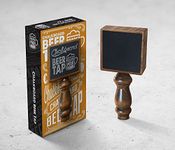 PROPER POUR Square Wood Beer Tap Handle Display with Chalkboard for Kegerator and Home Bars