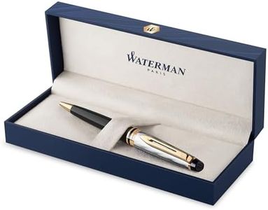 Waterman Expert Ballpoint pen | Metal & Black Lacquer with Gold trim & Chiselled cap | Medium tip | Blue Ink | Gift Box