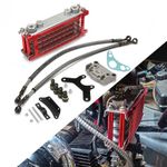 USTPO Motorcycle Oil Cooler Cooling Radiator Engine Kit Universal for CRF XR KLX 50 70 90 110 125 140cc SSR Taotao Coolster Kayo Apollo Dirt Pit Bike ATV Red