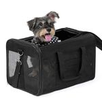 Conlun Black Soft-Sided Dog Carrier, Large Cat Carrier with Inner Safety Leash, Pet Transport Carrier for Large Cats and Medium Dogs up to 10 KG, Collapsible Travel Puppy Carrier Bag - Black, L