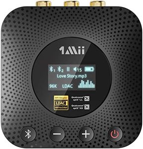 1Mii B06HD+ Hi-Res Bluetooth 5.1 Music Receiver for Home Stereo w/LDAC, Hi-Fi Bluetooth Adapter w/Audiophile DAC aptX HD Volume Control OLED Display, Wireless Audio Adapter for AV Receiver/Amplifier