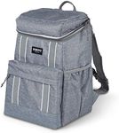 Igloo 30 Can Large Portable Lunchbox Soft Sided Insulated Cooler Backpack Carry Bag with Adjustable Shoulder Straps for Hiking, Camping, Fishing, and Picnics, Gray