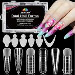 EBANKU 288PCS Dual Nail Forms for Poly Extension Gel, Stiletto Coffin Acrylic Nail Tips for French Nails, 76PCS Duet System Dual Forms Sticker, 6 Styles Scale for Manicure Extension