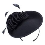 Lawliet Women Wool Felt Saucer Headpiece Fascinator Cocktail Bridal Hat A573 Black