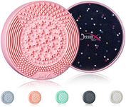 Jessup Makeup Brush Cleaning Mat with Color Removal Sponge, 2 in 1 Silicone Makeup Brush Cleaner