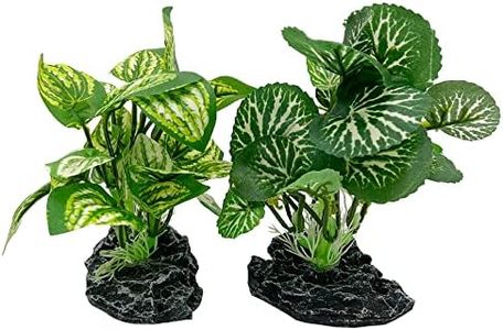 Smoothedo-Pets Lot de 2 plantes d'aquarium Betta - 10,2 cm - Plantes artificielles en soie douce - Poissons rouges - Peaux aquatiques - Cachettes de serpent - Plantes de reptiles - Lot de 2 - Vert