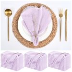 36 Pack Lavender Napkins Cotton Linen Napkins 16 x 16 Inch Light Purple Cloth Napkins Handmade with Fringe Soft Napkins Cloth Washable Rustic Dinner Napkins Cloth for Wedding Party Dinner Table