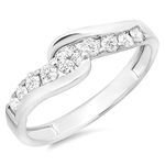 Dazzlingrock Collection 0.50 Carat (ctw) 14k Round Diamond Ladies Bridal Swirl Wave Promise Engagement Ring 1/2 CT, White Gold, White Gold, White Diamond