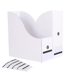 suituts 12 pack White Cardboard Magazine File Holder Organizer, Cardboard Magazine Storage Box Document Rack Foldable Desk File Holder Organizer for Classroom, Office and Home