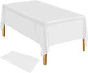 ELECLAND White Plastic Table Cover 137 x 274 cm White Plastic Tablecloth Rectangle White Table Cover for Indoor or Outdoor Wedding, Birthday Party Decorations