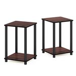 Furinno 2-99800RDC Turn-N-Tube End Table Corner Shelves, Set of 2, Dark Cherry/Black