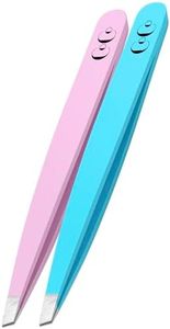 Tweezers for Facial Hair Women, Professional Precision Eyebrow Tweezers and Men, Sharp Stainless Steel Slanted Tip for Hair Removal, Eyebrows and Ingrown Hair, 2pc Set
