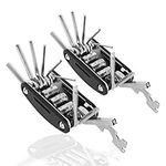 Voro Motors 2 Packs Bike Multifunction Tools, Bike Tool Kit 12 In 1 Lightweight Stainless Steel Bicycle Multi tool,Safety Locking, Survival Gear With Hex Key, Screwdriver, Chain Cutting Tool